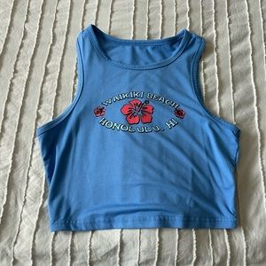 blue cropped tank top